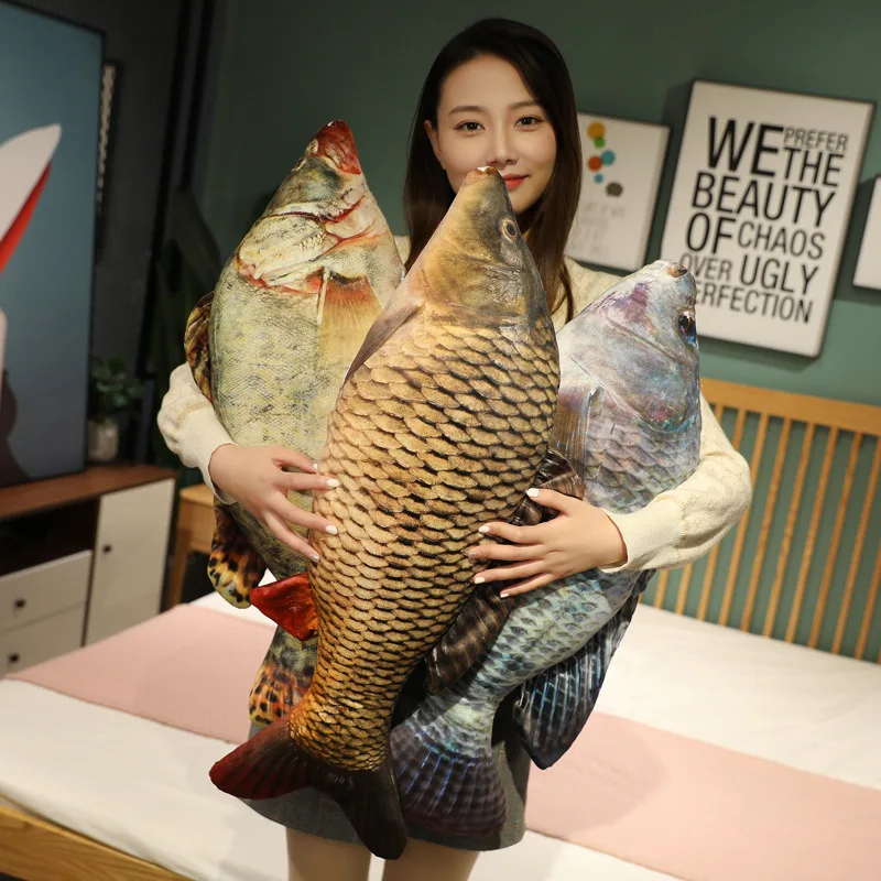 30-100 cm Simulation Lustige Fisch Plüsch Spielzeug Gefüllte Weiche Tier Karpfen Plüsch Kissen Kreative Schlaf Kissen für Kinder mädchen Weihnachten Geschenk – Detail 24