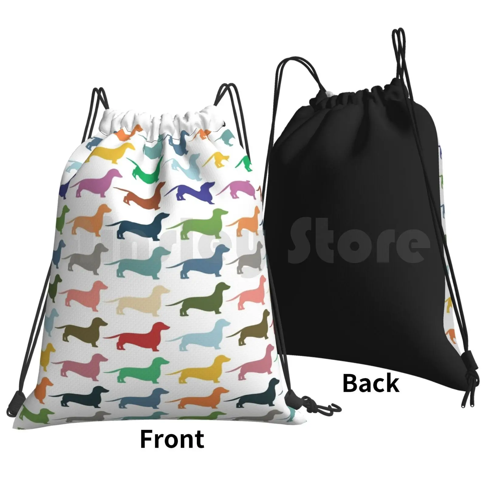 Dachshunds Backpack Drawstring Bags Gym Bag Waterproof Cool Trendy Colour Color Dachshund Sausage Dog Wiener Dog Lowrider