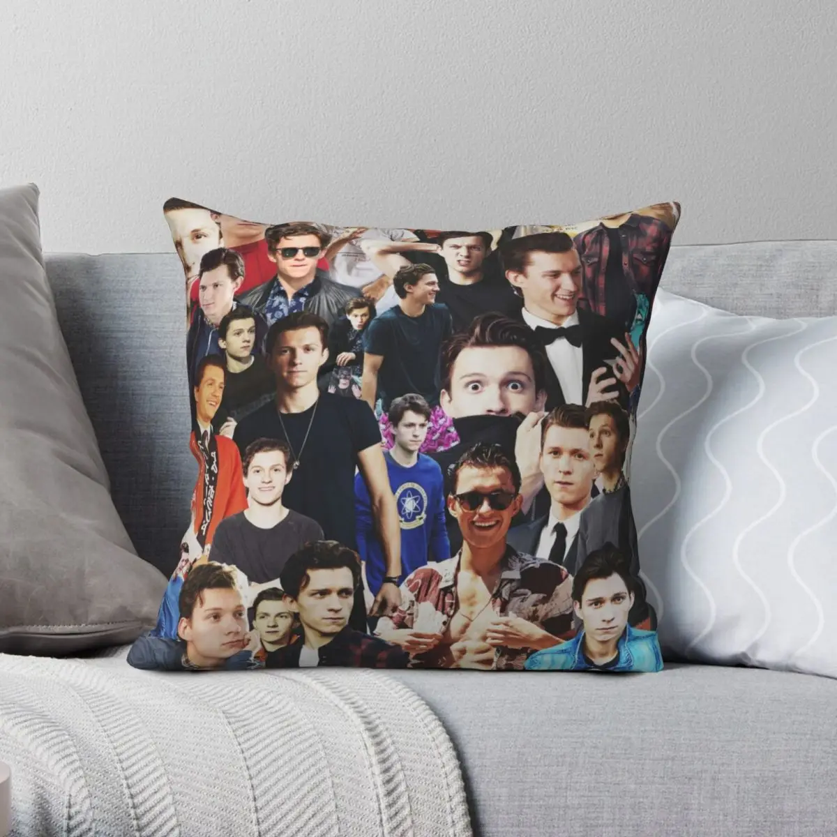 

Tom Holland Collage Square Pillowcase Polyester Linen Velvet Printed Zip Decorative Pillow Case Home Cushion Cover