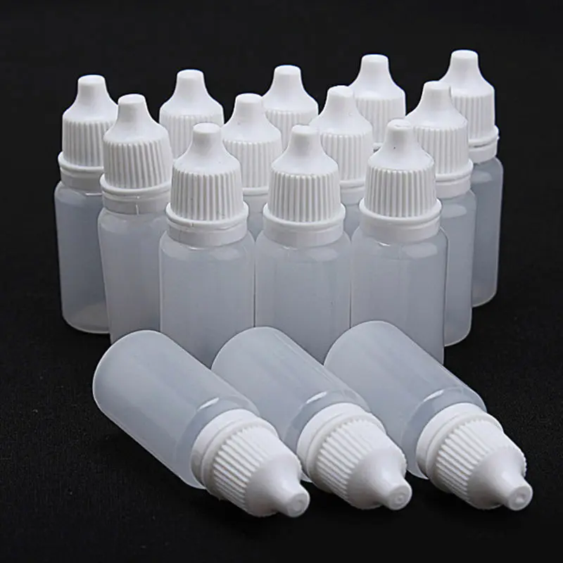 100Pcs/Lot 10ml Empty Plastic Squeezable Dropper Bottles Eye Liquid Dropper Sample Eyes Drop Refillable Bottle