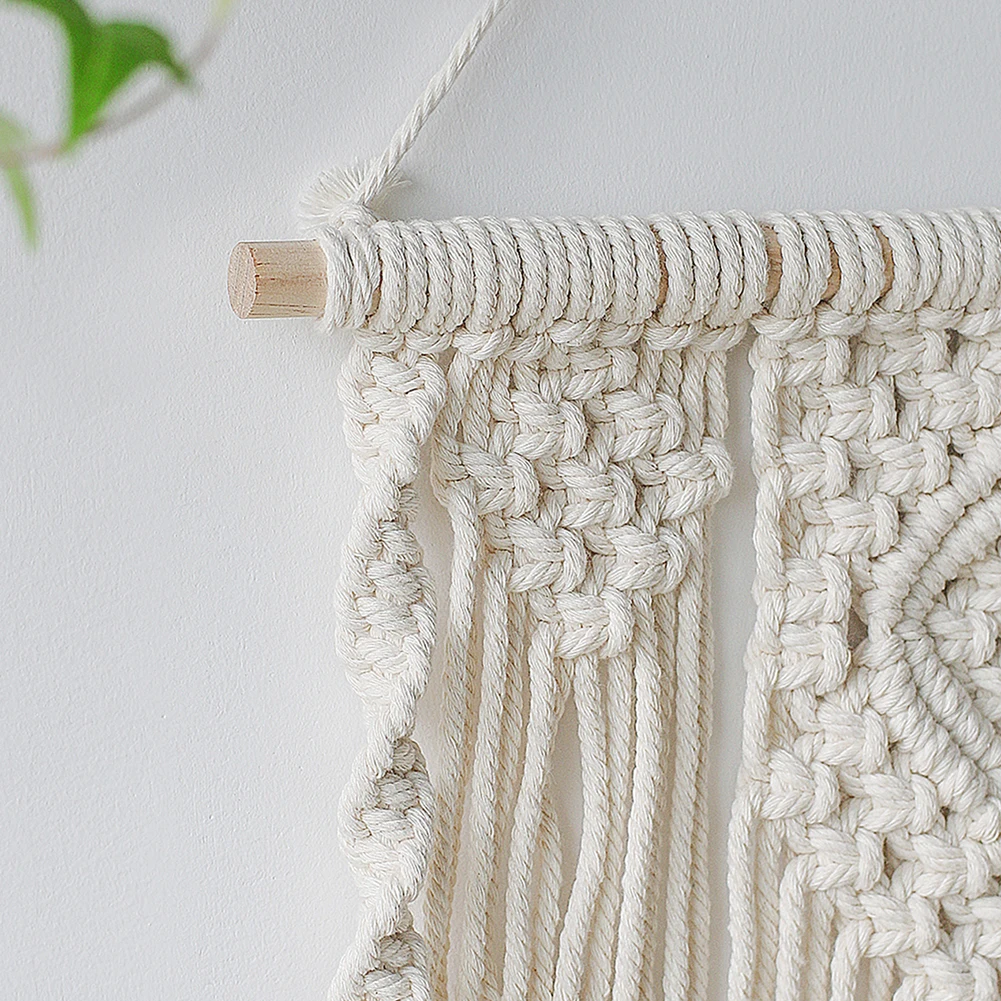 Macrame Wand Hängen Regal Boho Wohnkultur Regale Auf Wand Holz Dekoration für Schlafzimmer Wohnzimmer Kindergarten Christamas Geschenk – Detail 7