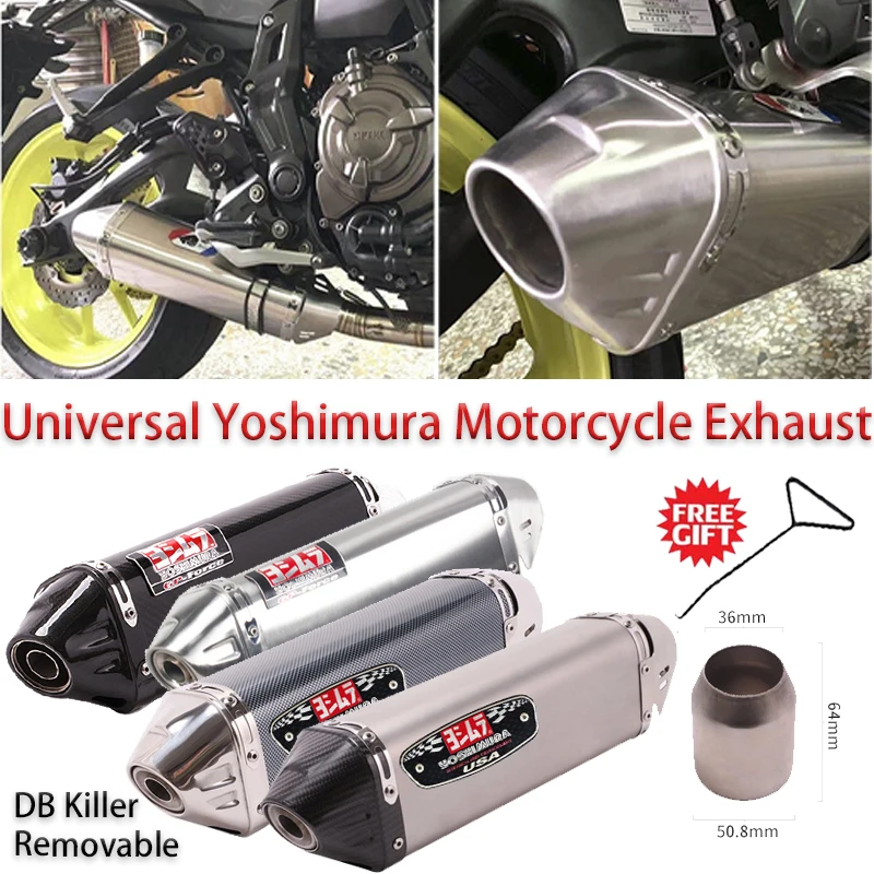 

Universal Yoshimura Motorcycle Exhaust Muffler 36mm 51mm Escape Moto For Z250 300/R3/25 R6 MT07 MT09 R3 With DB Killer Removable