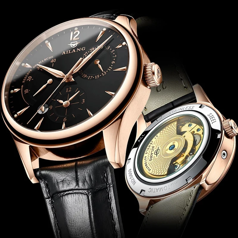 AILANG 2021 Pointer 30M Waterproof New Men\'s Multifunctional Automatic Mechanical Watches Leisure Business Luminous Watch 5809G