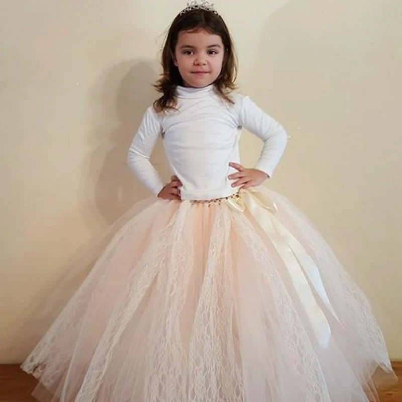 

Girls Lace Tulle Long Tutu Skirts Infant Toddler Handmade Layers Dance Pettiskirts Tutus Kids Birthday Party Costume Skirts