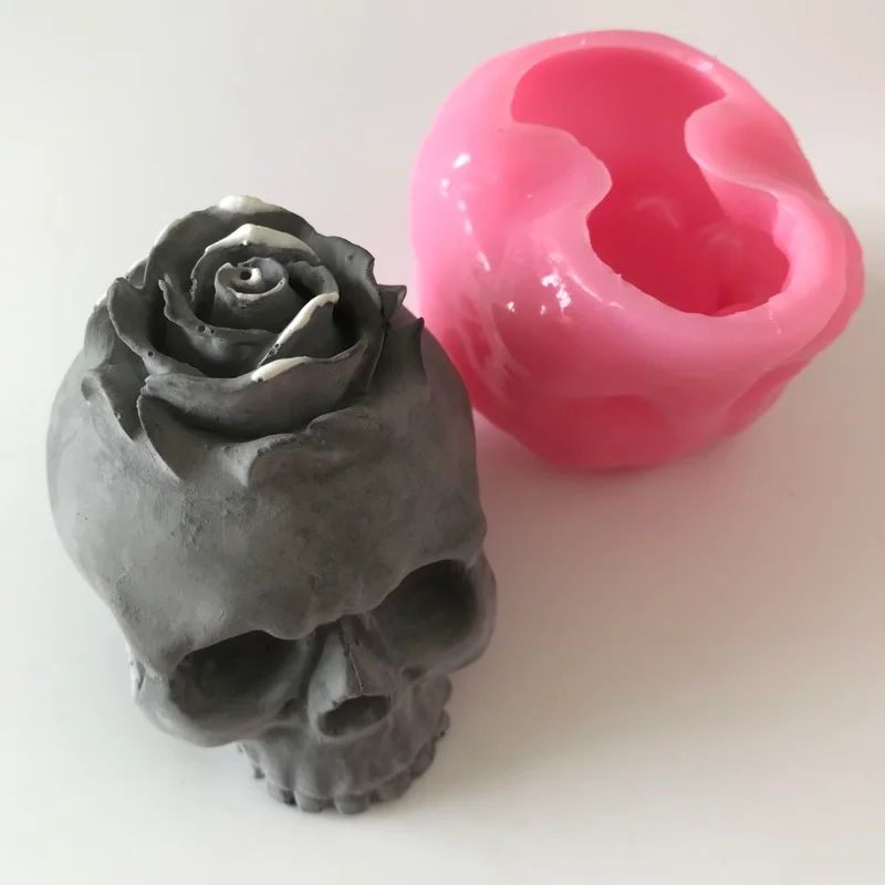 Various Skull Silicone Pot Molds 3D Cement Planter Concrete Ashtray Decor Resin Craft Mould Handmade Candle Making Tools