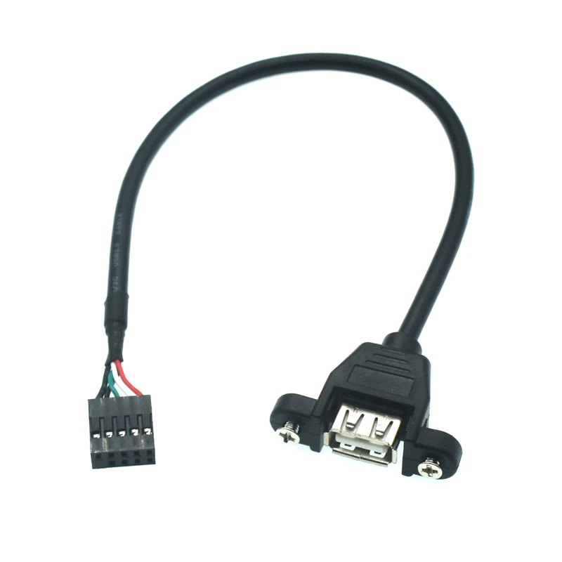 30cm PC PCB płyta główna kabel wewnętrzny USB Splitter 1FT PCB płyta główna 9 głowica pinowa na 2 podwójne USB 2.0 kobieta Adapter gniazda kabel