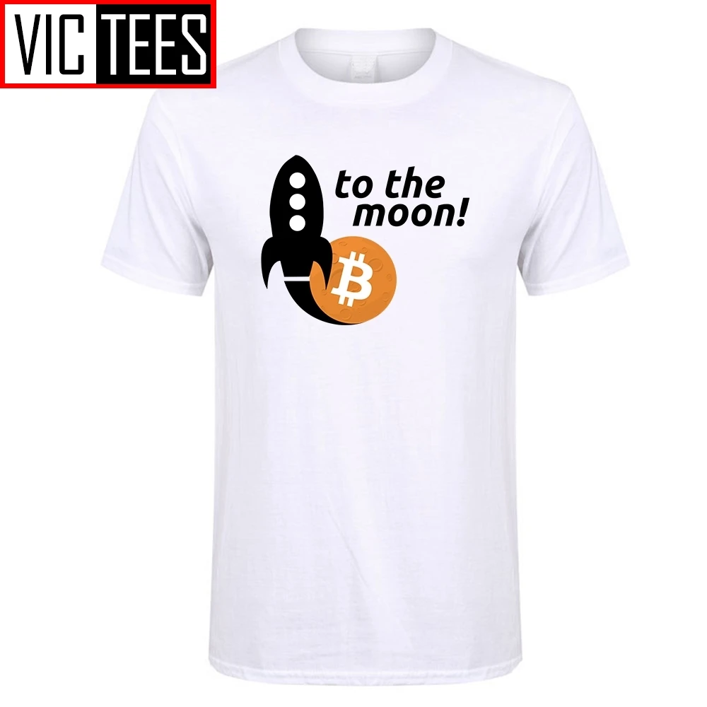 Men T Shirt Bitcoin To The Moon Youth Crewneck Tshirs Hot 100% Cotton Selling Men Printing On Tee Shirts