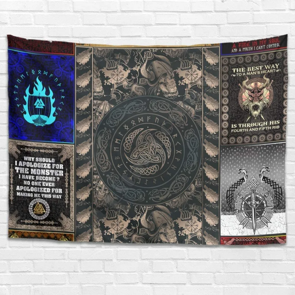 

PLstar Cosmos Tapestry Viking Tattoo 3D Printing Tapestrying Rectangular Home Decor Wall Hanging Home Decoration Style-03