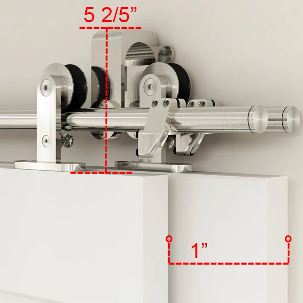 Kit binario porta scorrevole in legno per fienile DIYHD Bypass Kit porta montaggio superiore Bypass in acciaio inossidabile, 5FT-10FT