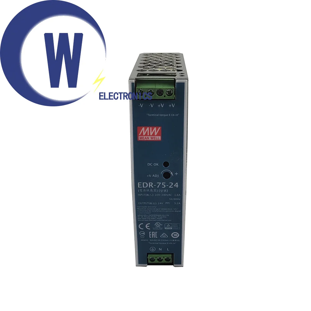 

Mean Well EDR-75 120 150 series meanwell 12V 24V 48V DC 75w 120w 150w Single Output Industrial DIN RAIL Power Supply