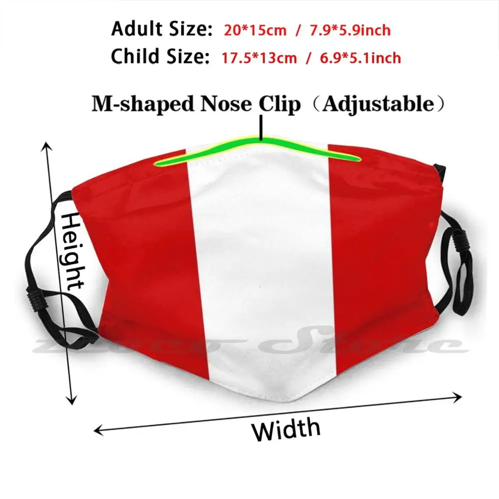 Peru Flag Mask DIY Washable Filter Pm2.5 Mouth Trending Flag Peru Peruvian Lima South America Flagshop Rainforest Machu