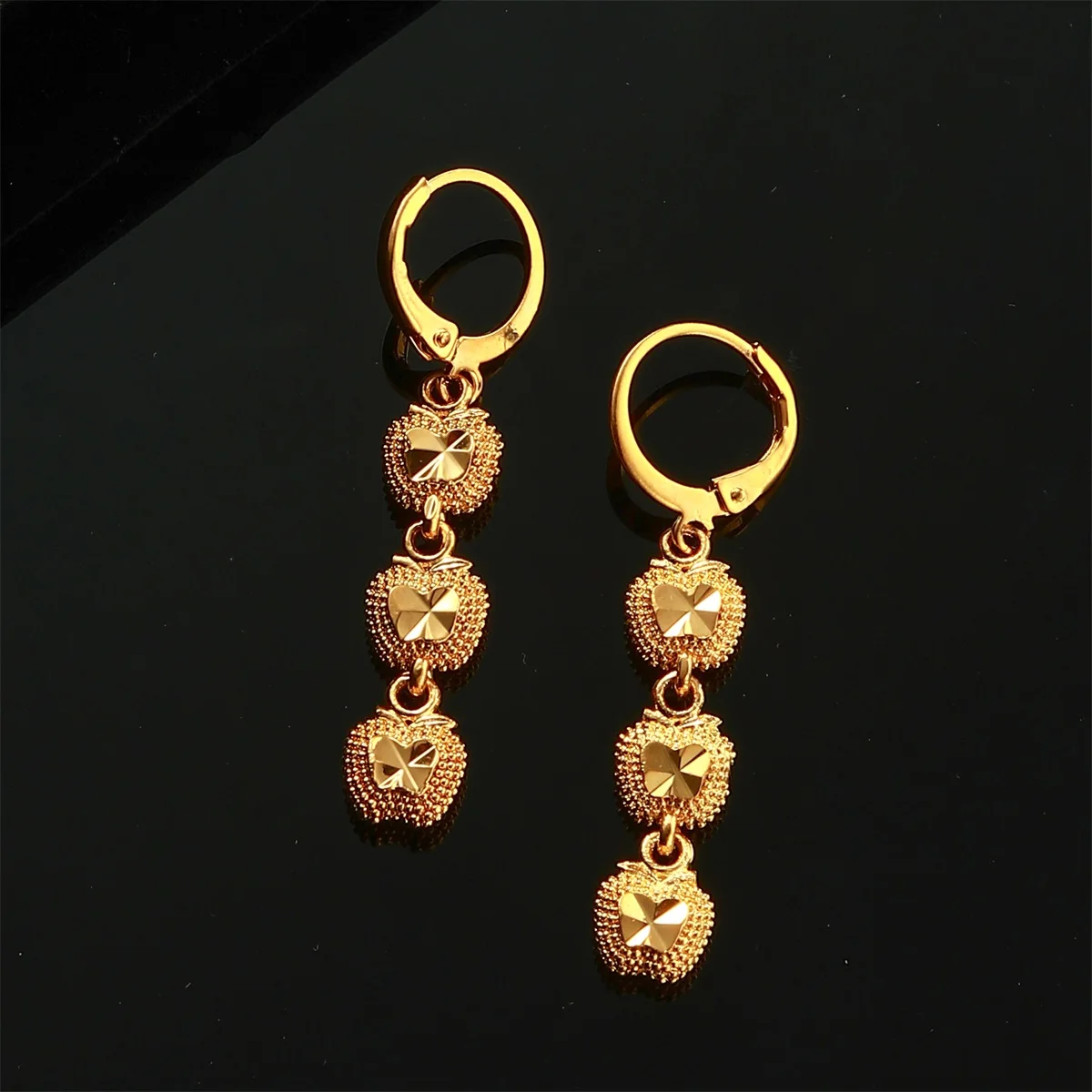 Pendientes de boda con forma de fruta para mujer, aretes, Color dorado, 24k, África, Dubai