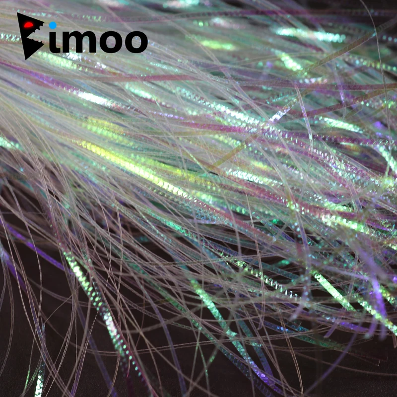 Bimoo 4 opakowania 1 mm 9,8” tęczowe faliste nici Gliss imitujące rybie łuski/macki Nowy opalizujący materiał do wiązania much Flash