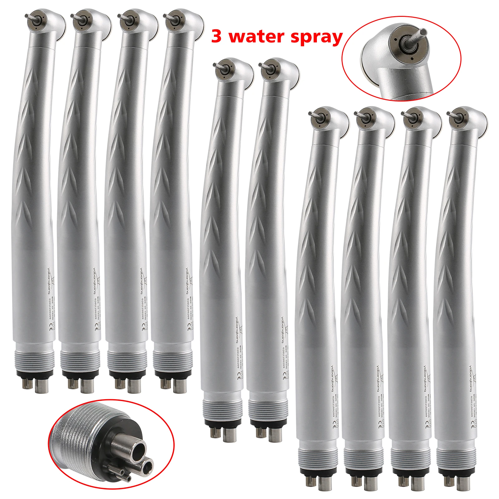 

1-10Pcs Yabangbang Triple-Way Spray Dental High Speed Handpiece 4 Holes Push Button Turbine Y3BM / Cartridge Rotor