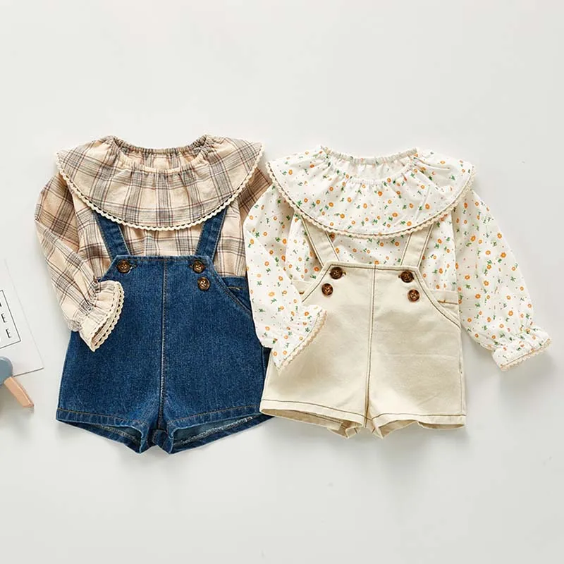 2024 Spring Summer New Baby Overalls Boys Girls Denim Overalls Kids Jumpsuit Korean Fashion Children Denim Shorts