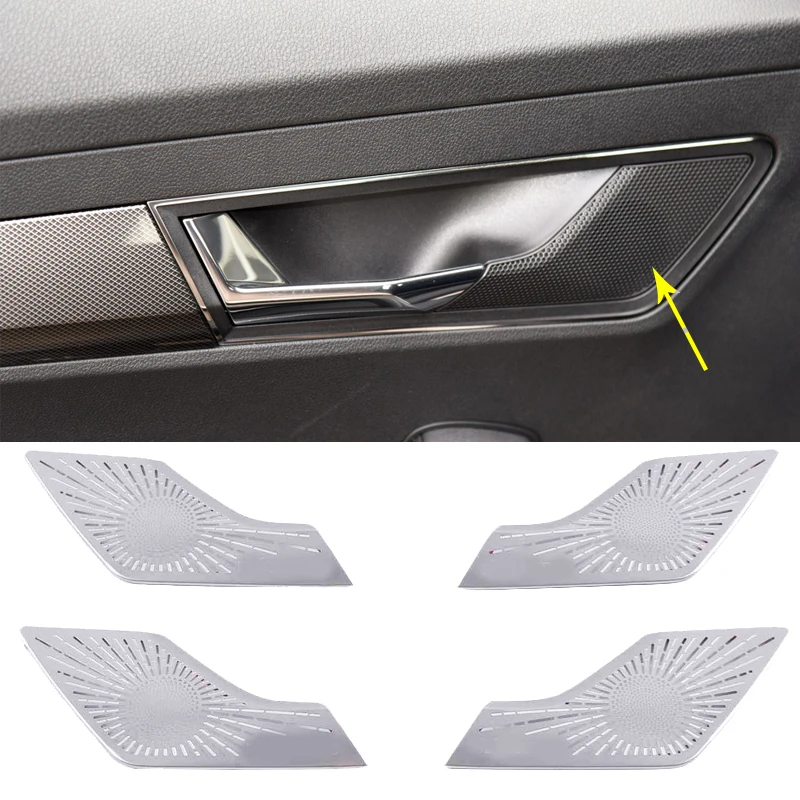 For Skoda Karoq 2018 2019 2020 Car-styling stainless steel Car Door Audio Speaker Decorative Cover Trim 3D sticker