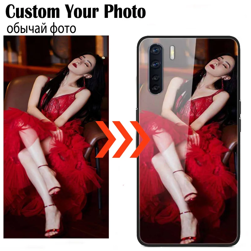 Customized DIY Photo Glass Phone Cases For OPPO A91 A17 A16 A94 4G A52 A53 A74 5G Clear Covers DIY Picture Texts Name Design TPU