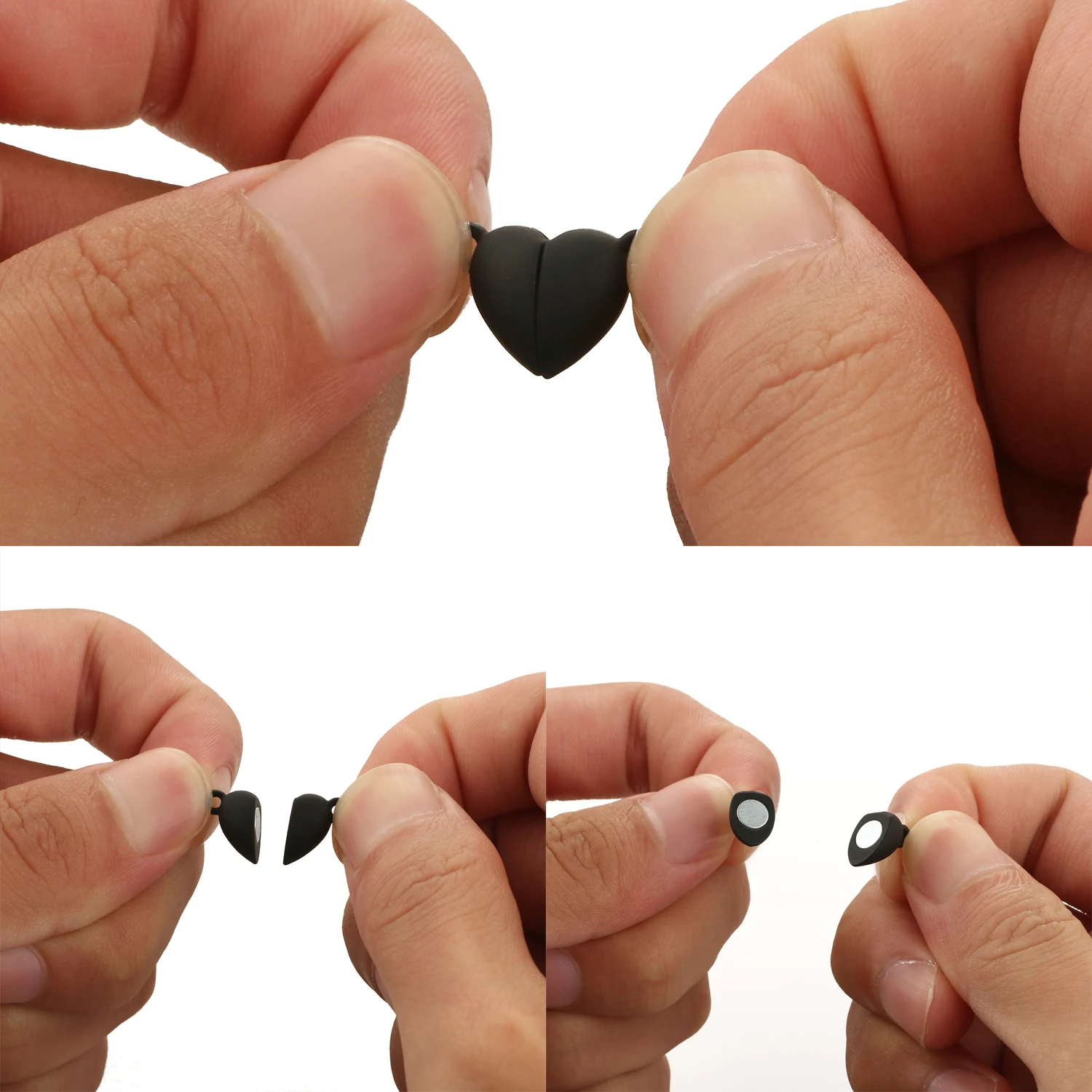 5 zestawów Miłość w kształcie serca Magnetyczne połączone zatrzaski Koraliki Charms Zaślepki DIY Para Bransoletka Naszyjnik do tworzenia biżuterii Znalezienie — zdjęcie 6