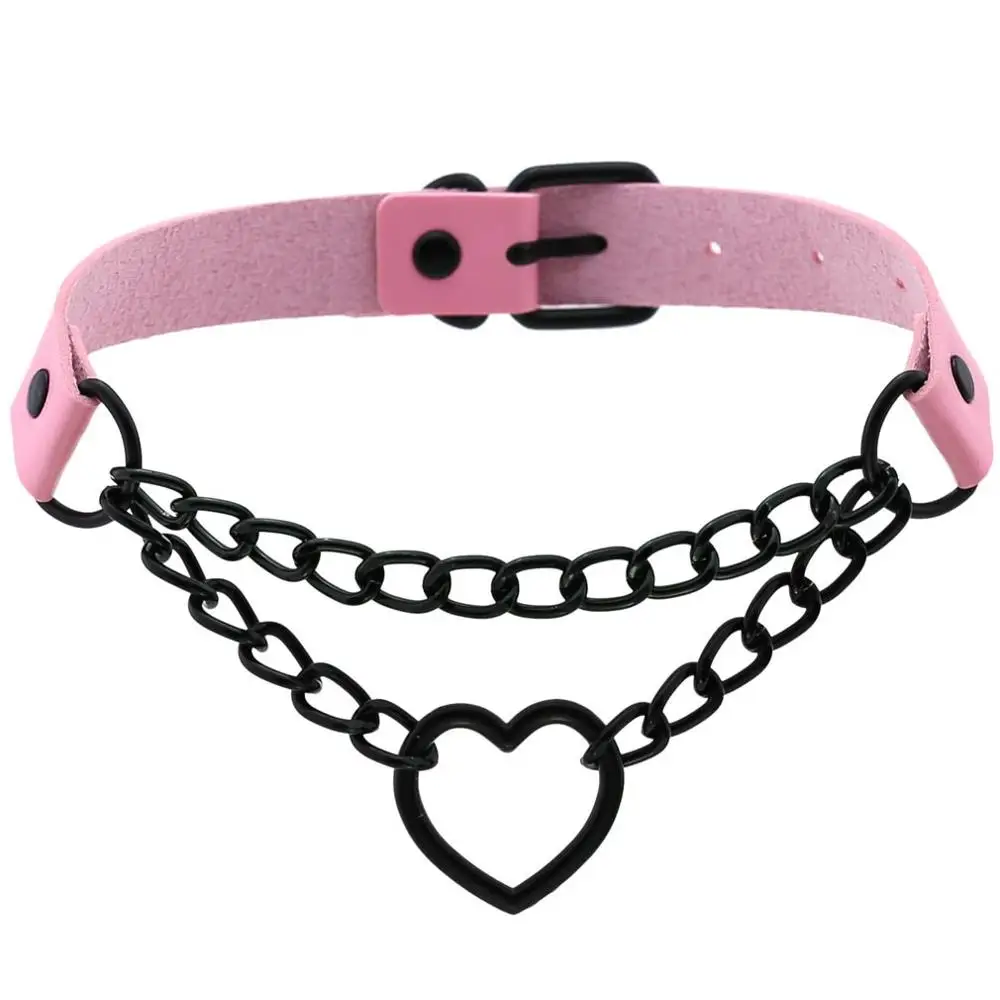 Vintage Heart Necklace Choker With Chain Goth Collar For Girls Grunge Punk Cute Kawaii Egirl Chocker Harajuku Accessories