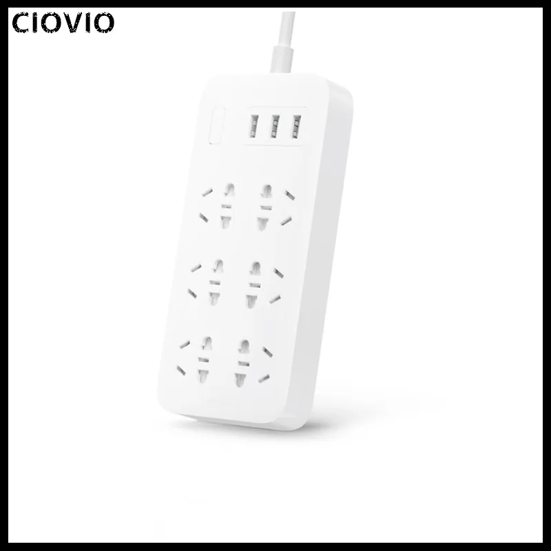 

CIOVIO Power Strip 2.1A Fast Charging 3 USB Extension Socket Plug 6 Outlets Socket Adapter US UK EU AU MI Power strip