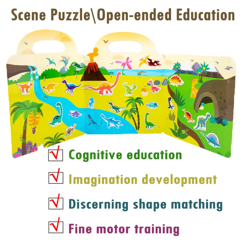 Kinder Szene magnetische Rätsel Montessori beschäftigt Buch Open-Ended-Bildung Spielzeug Auto Tierform Matching-Spiel ruhige Buch Puzzle Spielzeug