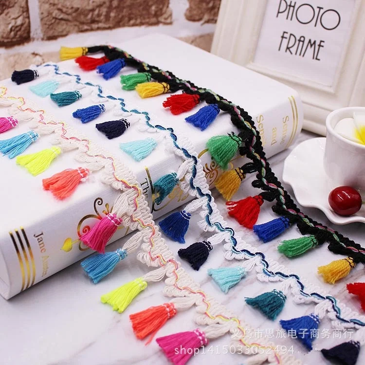 50 Yards bulk Lace Edge Fringe Tassel Trim Braid Ribbon Jacquard Applique Sewing Craft mix color or you choose