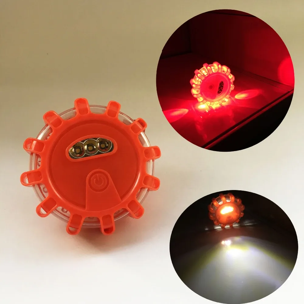 3PCS LED 8-Mode Emergency Rescue Safety Road Flare Flashing Warning Alarm Traffic Light Magnetic Base Disc Beacon Car Truck Boat