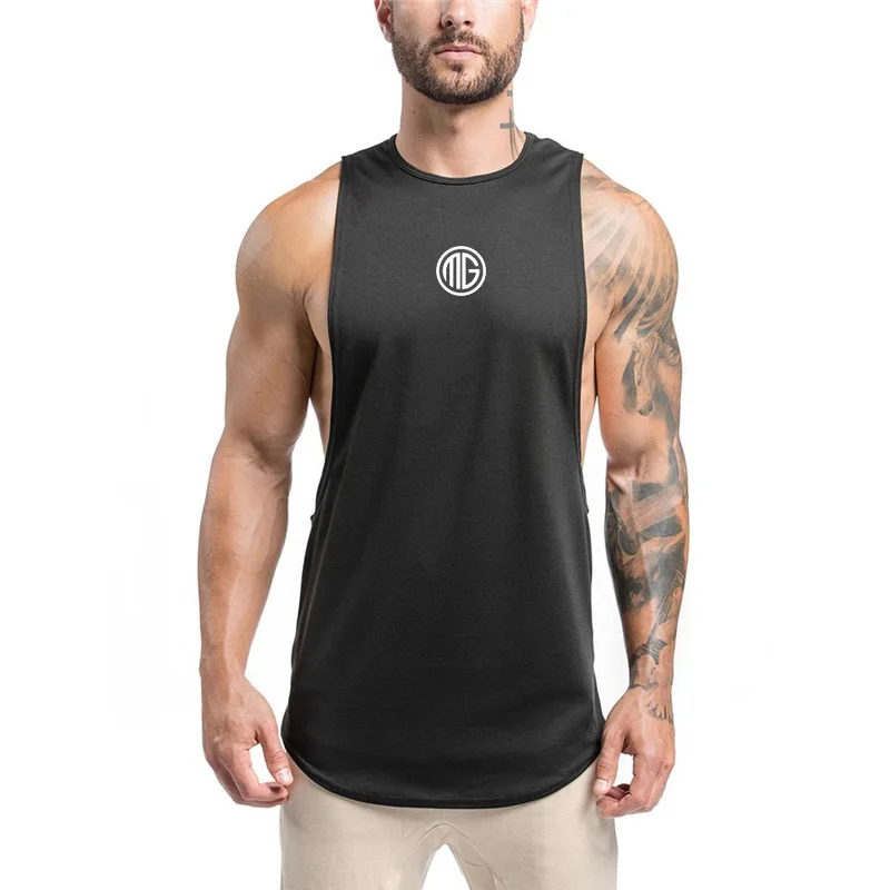 Mens Fitness Tank Tops Gym Clothing Bodybuilding Workout Cotton Sleeveless Vest Male Casual Breathable Fashion Sling Undershirt