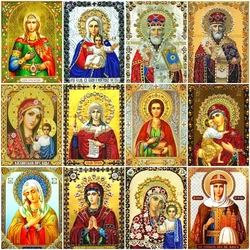 GATYZTORY 5D DIY Diamond Painting Cross Stitch Full Square Religion Icon 5d Diamond Embroidery Mosaic New Year Decoration Gift