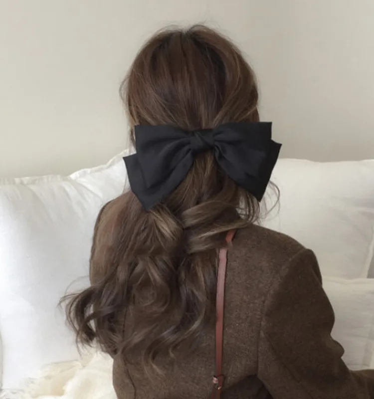 Mode 3 Gelaagde Big Bow Haar Clip Zoete Satijn Chiffon Strik Baret Vintage Stijl Elegante Haar Grip Haarspeld Voor Vrouwen meisjes