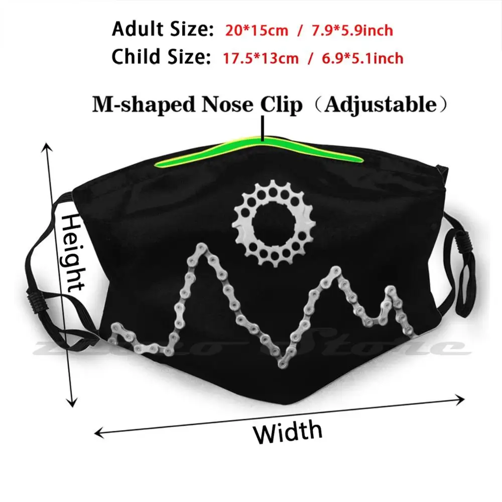 Bike Chain Mountains Custom Pattern Washable Filter Pm2.5 Adult Kids Mask Cycling Mountain Biker Bike Lover Singletrack Rider