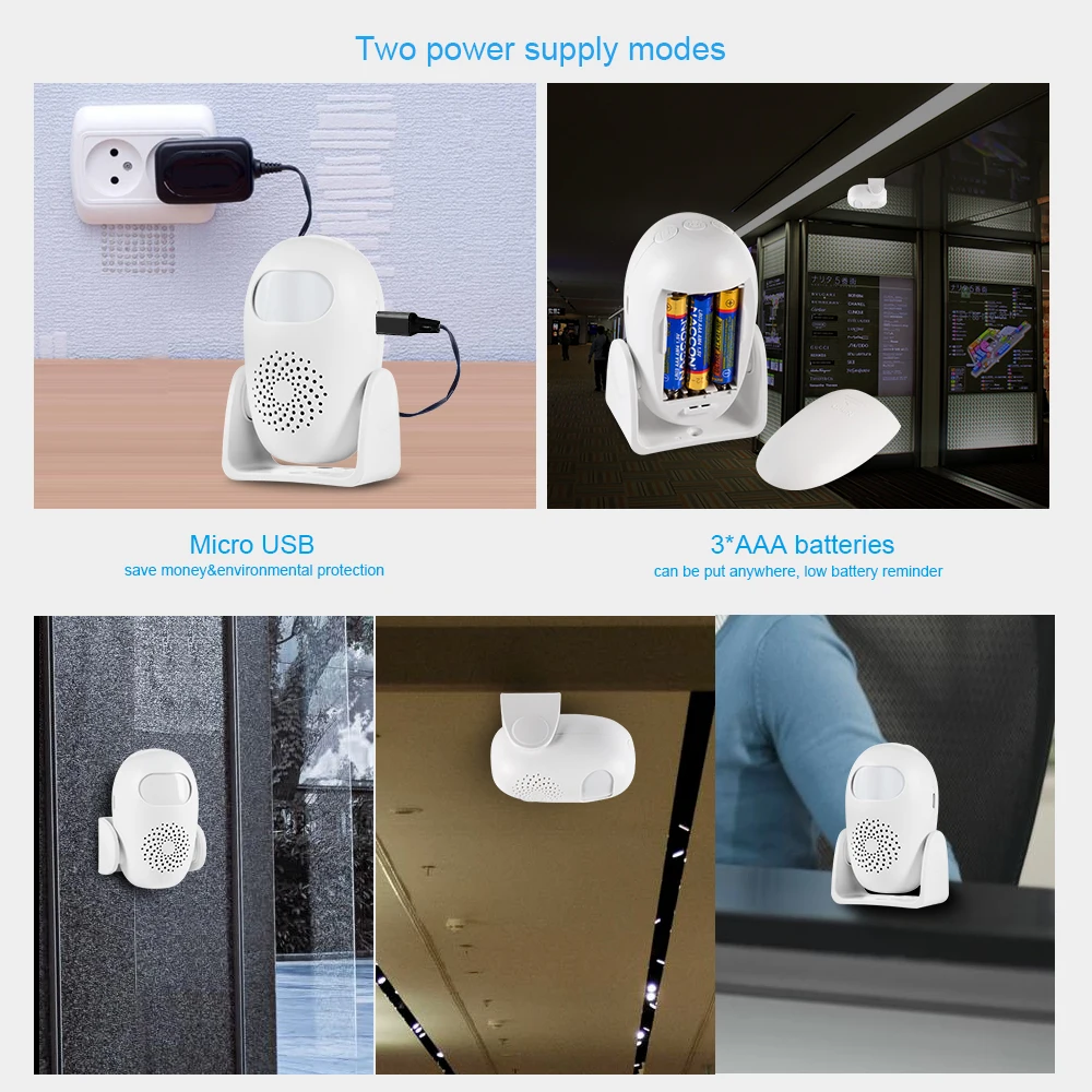 FUERS Human Body Detector Motion Sensor Doorbell Electronic Induction Ling Welcome Device Alarma Movimiento For Store And Home