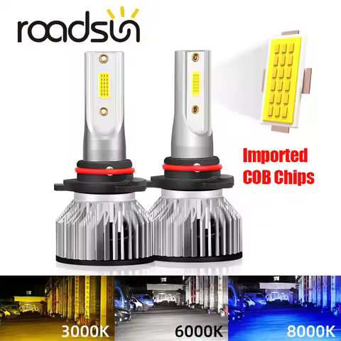roadsun 2Pcs H4 H7 LED H1 H3 Car Lamp H11 H8 9005 HB3 led H13 9004 9007 9006 HB4 Headlight Bulb 3000K 6000K 8000K Auto Fog Light