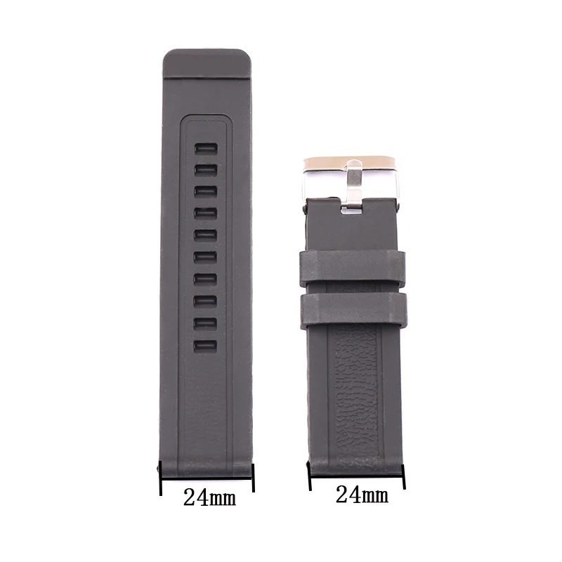 Watch accessories rubber strap pin buckle outdoor sports soft silicone strap for a variety of brand watches men strap 24mm