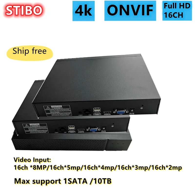 16CH 4K 8MP NVR 1SATA  Max 10TB HDD Network Video Recorder For IP Camera App mobile CMS monitor with Top 3 NVR Technology