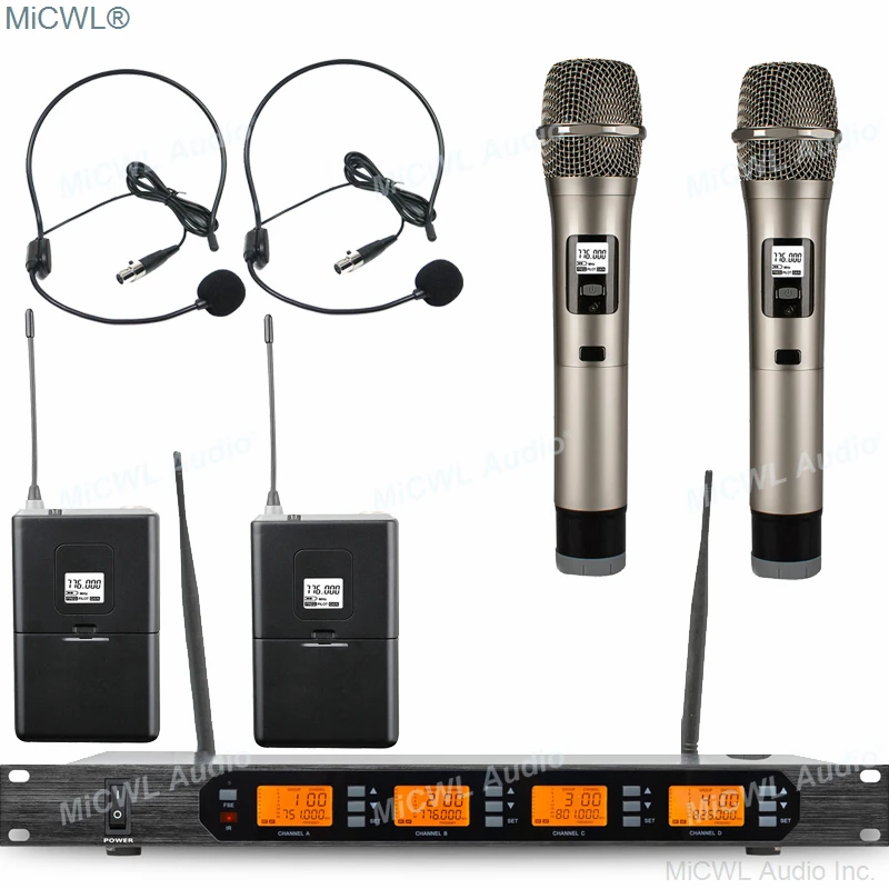 

Genuine MiCWL 2 Handheld 2 Headset 2 Lavalier Microphones System 400 Channel UHF High Quality FexEx UPS TNT EMS free shipping