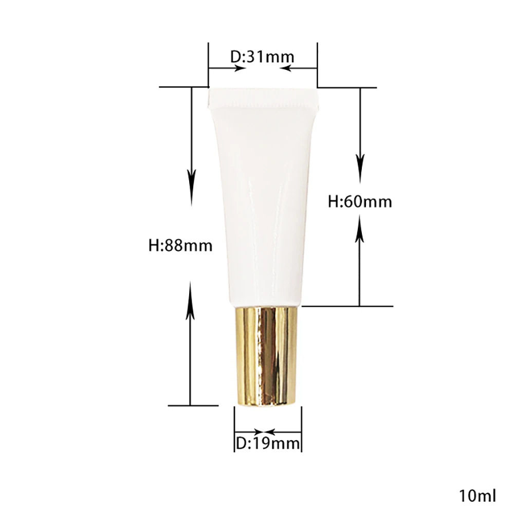 Pusty biały 10ml kosmetyk w tubce ze złotą pokrywką o wysokim obrocie