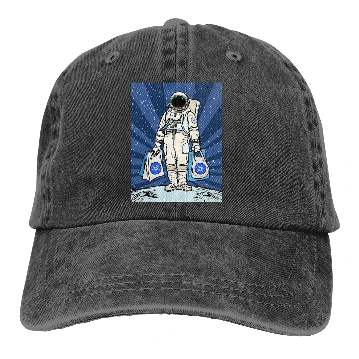 Adjustable Solid Color Baseball Cap Bags Are Full To The Moon ADA Space Man Washed Cotton Cardano Cryptoc Sports Woman Hat