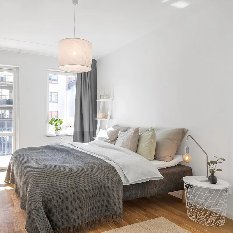 Nordic Linen Pendant Light cotton DIY Fabric Lampshade LED post modern lighting for Foyer bedroom Hotel white pendant light
