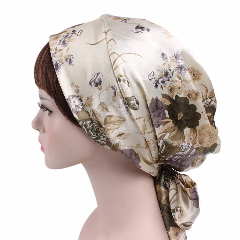 Bonnet turban floral pour femmes, nouveau style, bonnet à fleurs, bonnet arabe Amira, vêtements de sauna, turban en satin, bonnet à nœud islamique, nouveau