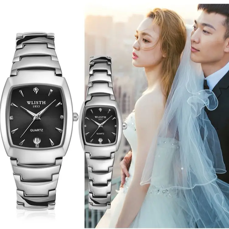 Fashion Ladies Calendar Couple Watch WLISTH Luxury Square Men's And Women Luminous Steel Band Wristwatches Send Lover Gift Clock