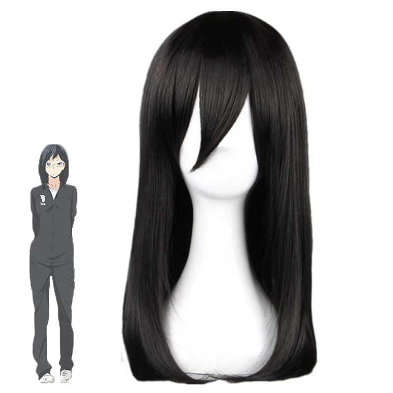 Volleyball Club Karasuno High School Kiyoko Shimizu Cosplay Wigs 45cm Long Black Heat Resistant Cosplay Costume Wig