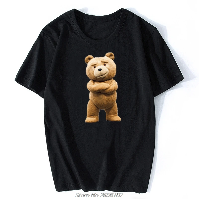 Mens Casual Cute Movie Ted 2 T-shirts 100% Cotton Short Sleeve O-Neck White Tee Shirts Tops Clothing