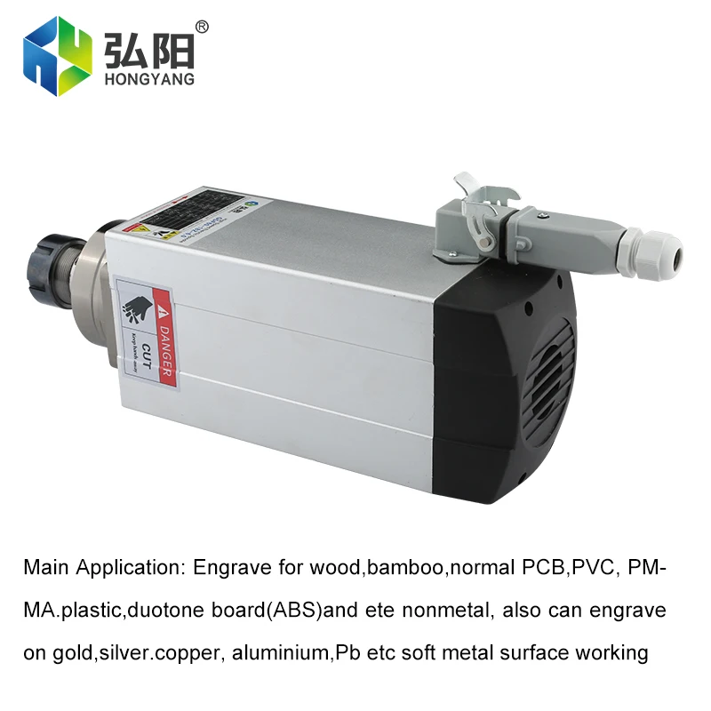 Moteur de broche de fraisage CNC, broche carrée refroidie à l'air, pliable pour le calcul du routeur CNC, machine de gravure de travail, 220V, 380V, 18000 KW, ER32