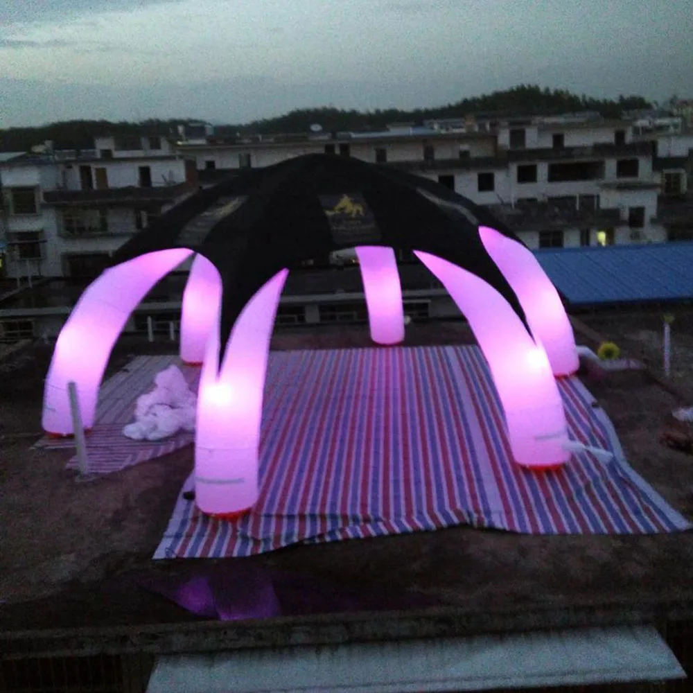 Grande tente araignée gonflable à led 210D, multi-jambes, éclairage de plage, gazébo avec arcs croisés pour événements