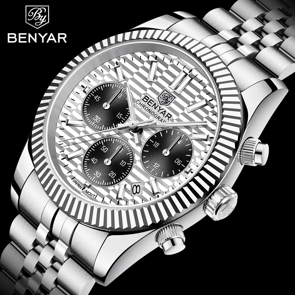 

Benyar Luxury Mens Watches Fashion Business Waterproof Quartz Wrist Watch Men Top Brand Luxury Stainless Steel Sport Clock Male