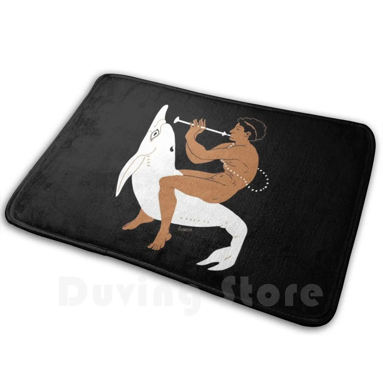 Etruscan Youth Riding Dolphin Mat Rug Carpet Anti-Slip Floor Mats Bedroom Etruscan Etruria Ancient History Amphora Classics