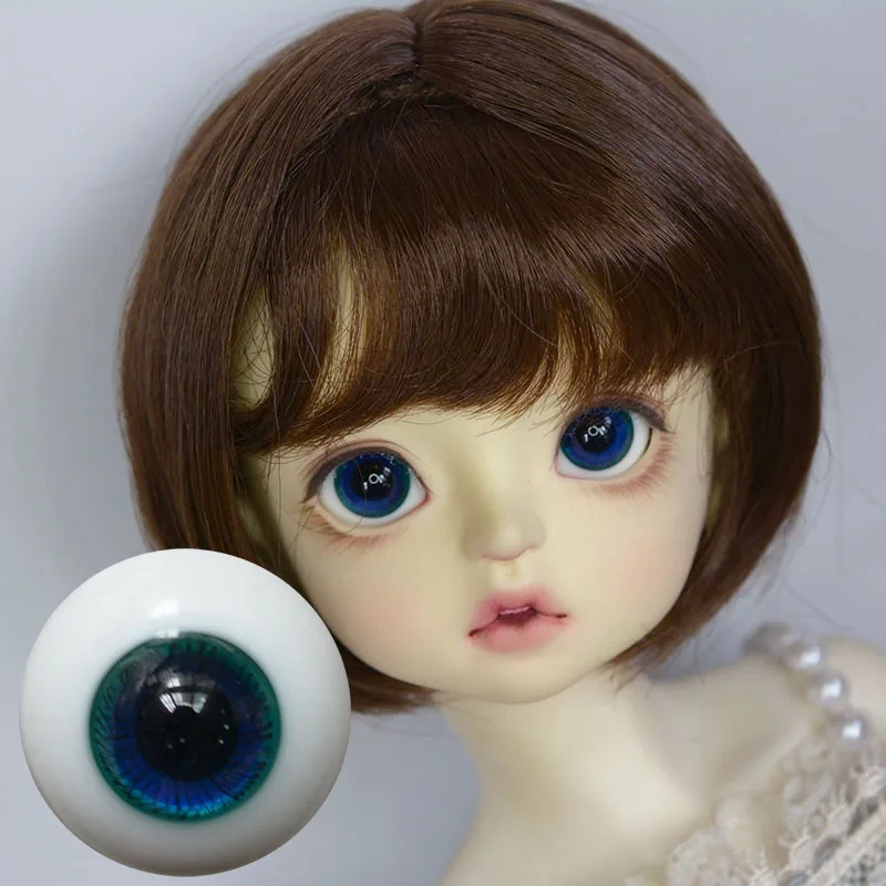 BJD doll eyes suitable for 12mm 14mm 16mm size human style dark blue flash pupil glass doll accessories