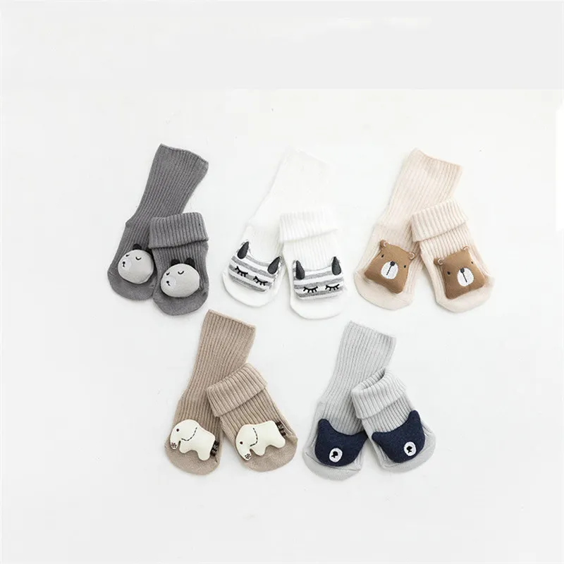 New Infant Cotton Warm Cartoon Anti-slip Toddler Floor Socks Autumn Winter Thick Warm Newborn To 3 Years Baby Cute Warm Socks