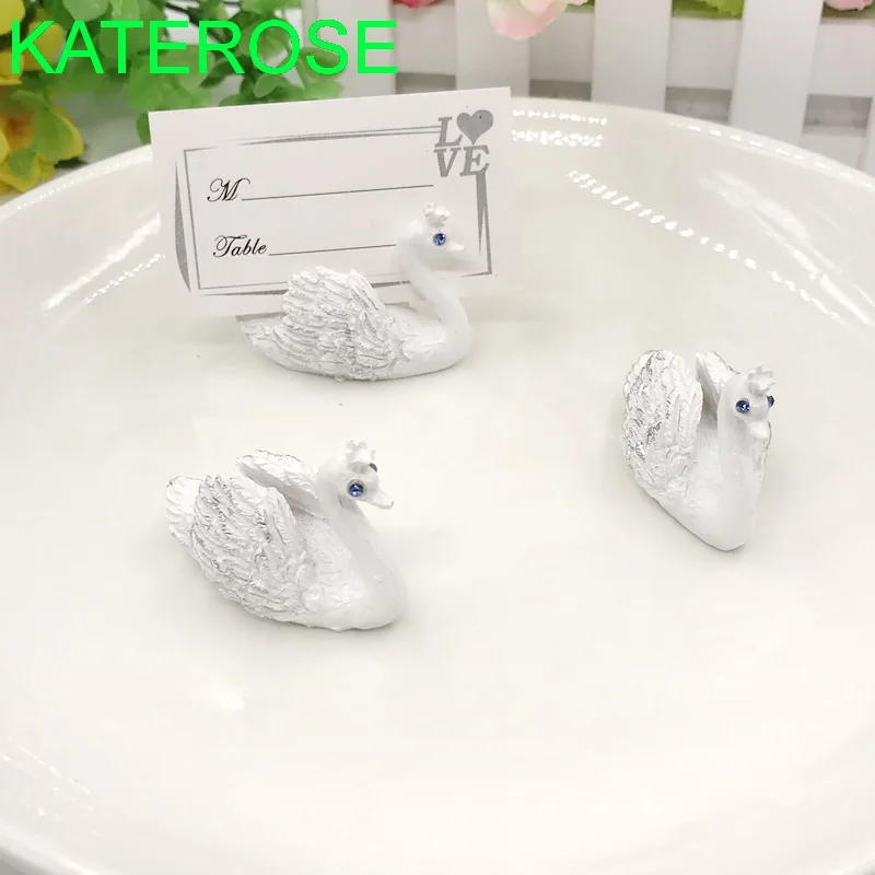 12PCS  Elegant White Swan Place Card Holder Photo Holders Wedding&Bridal Shower Party Table Decoration Favors Drop Shipping